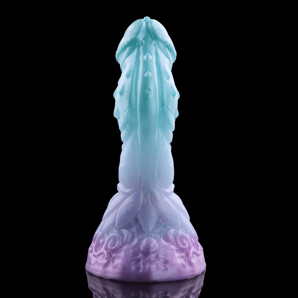 Teal-purple spiked fantasy dildo, photo 2