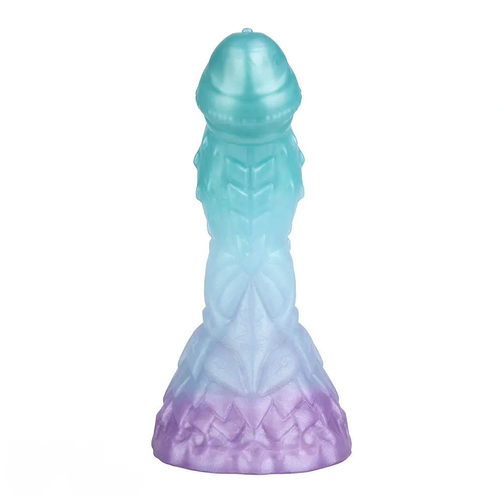 Teal-purple spiked fantasy dildo, photo 3