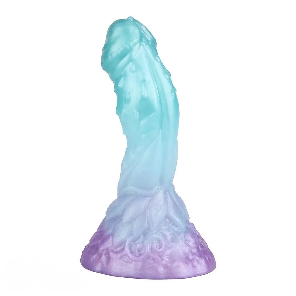 Teal-purple spiked fantasy dildo, photo 4