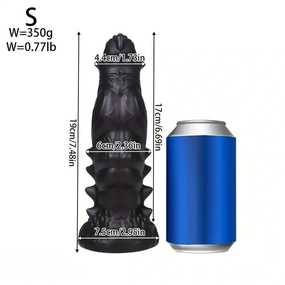 Black spiked scaled pvc fantasy dildo