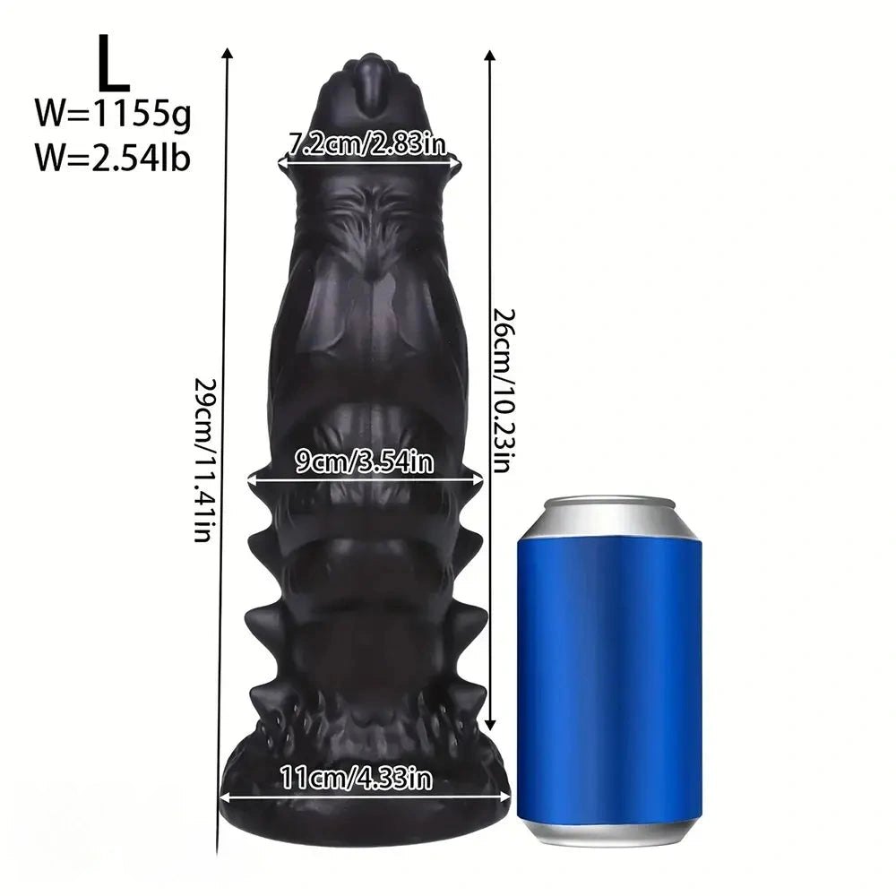 Black spiked scaled pvc fantasy dildo
