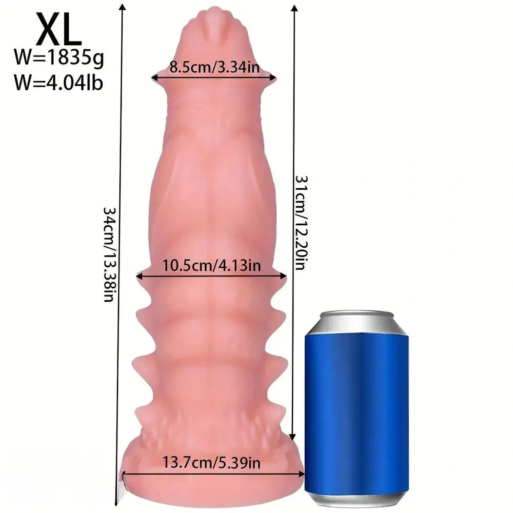Flesh spiked scaled pvc fantasy dildo