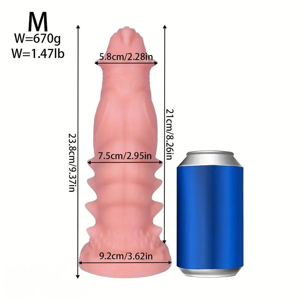 Flesh spiked scaled pvc fantasy dildo