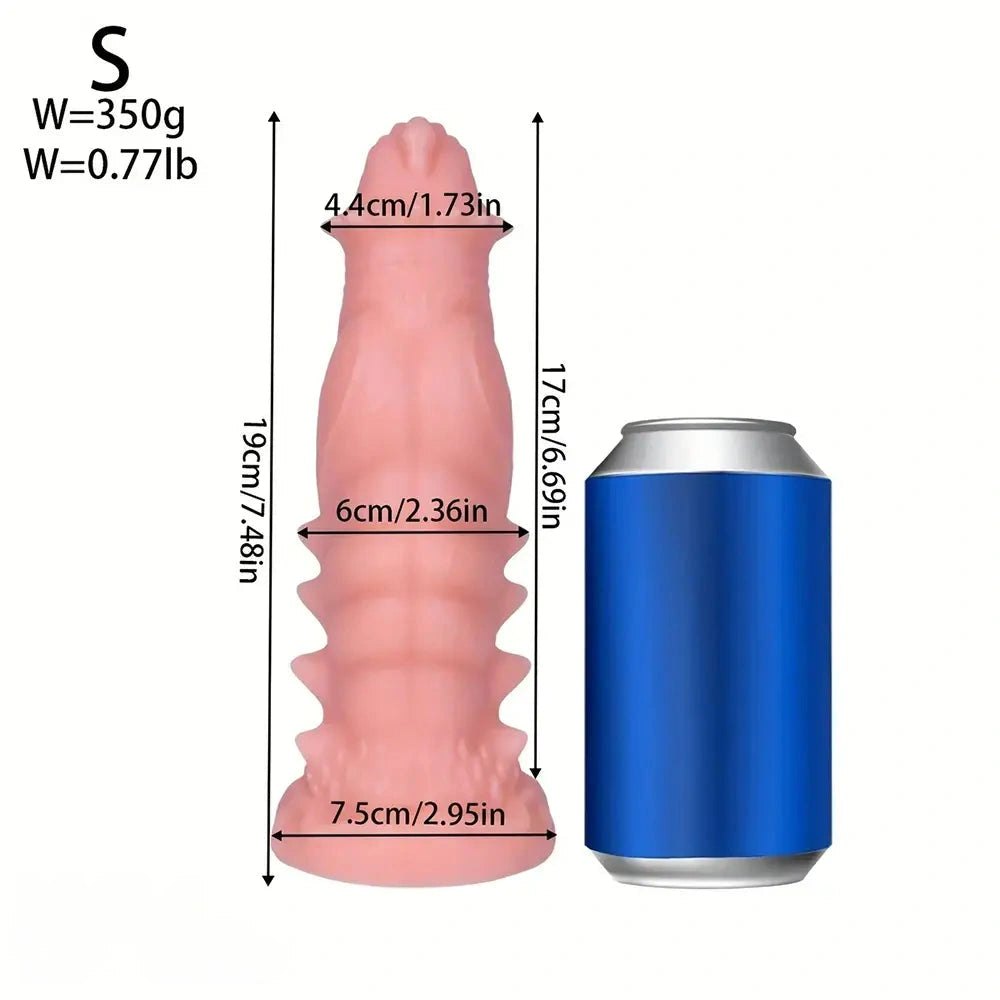 Flesh spiked scaled pvc fantasy dildo