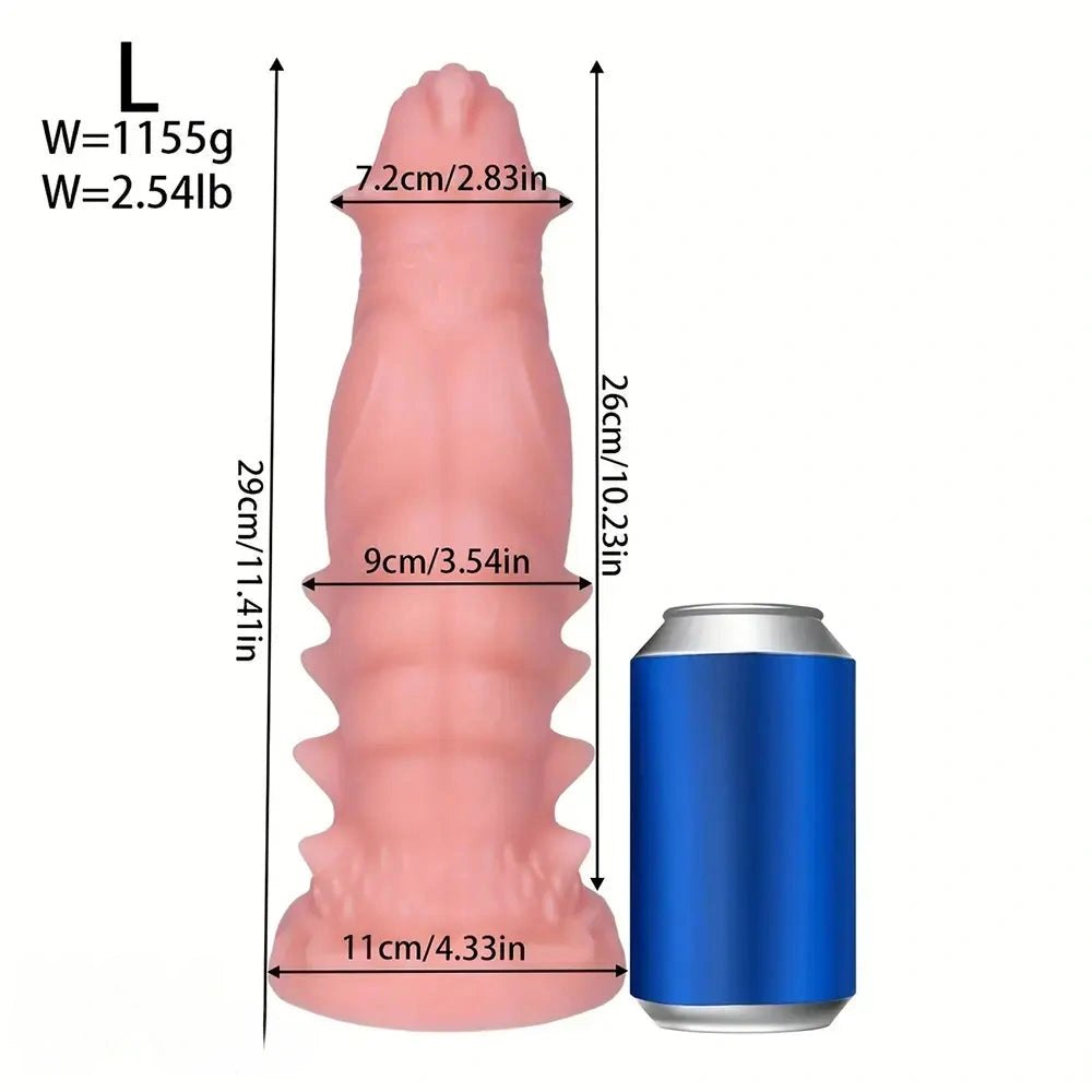 Flesh spiked scaled pvc fantasy dildo