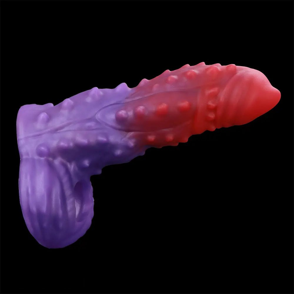 Red and purple spiked silicone fantasy dildo, photo 12
