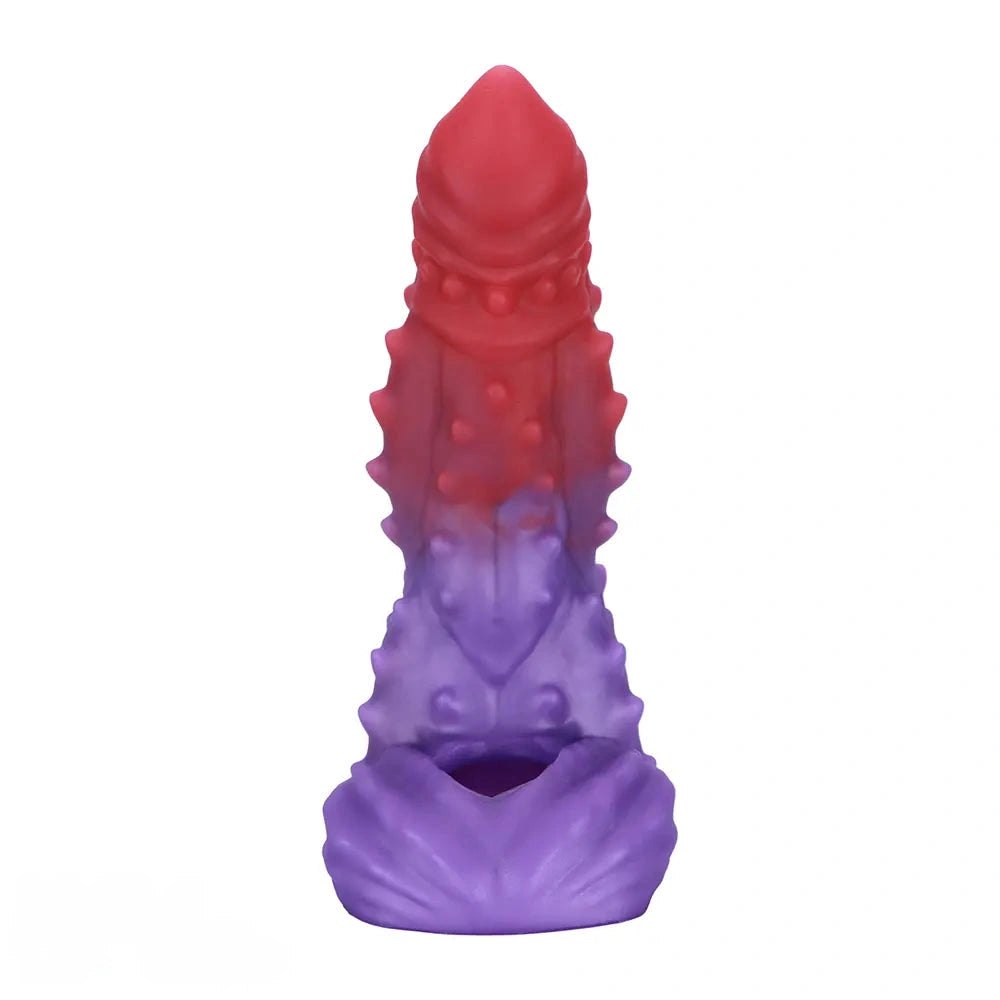 Red and purple spiked silicone fantasy dildo, photo 13