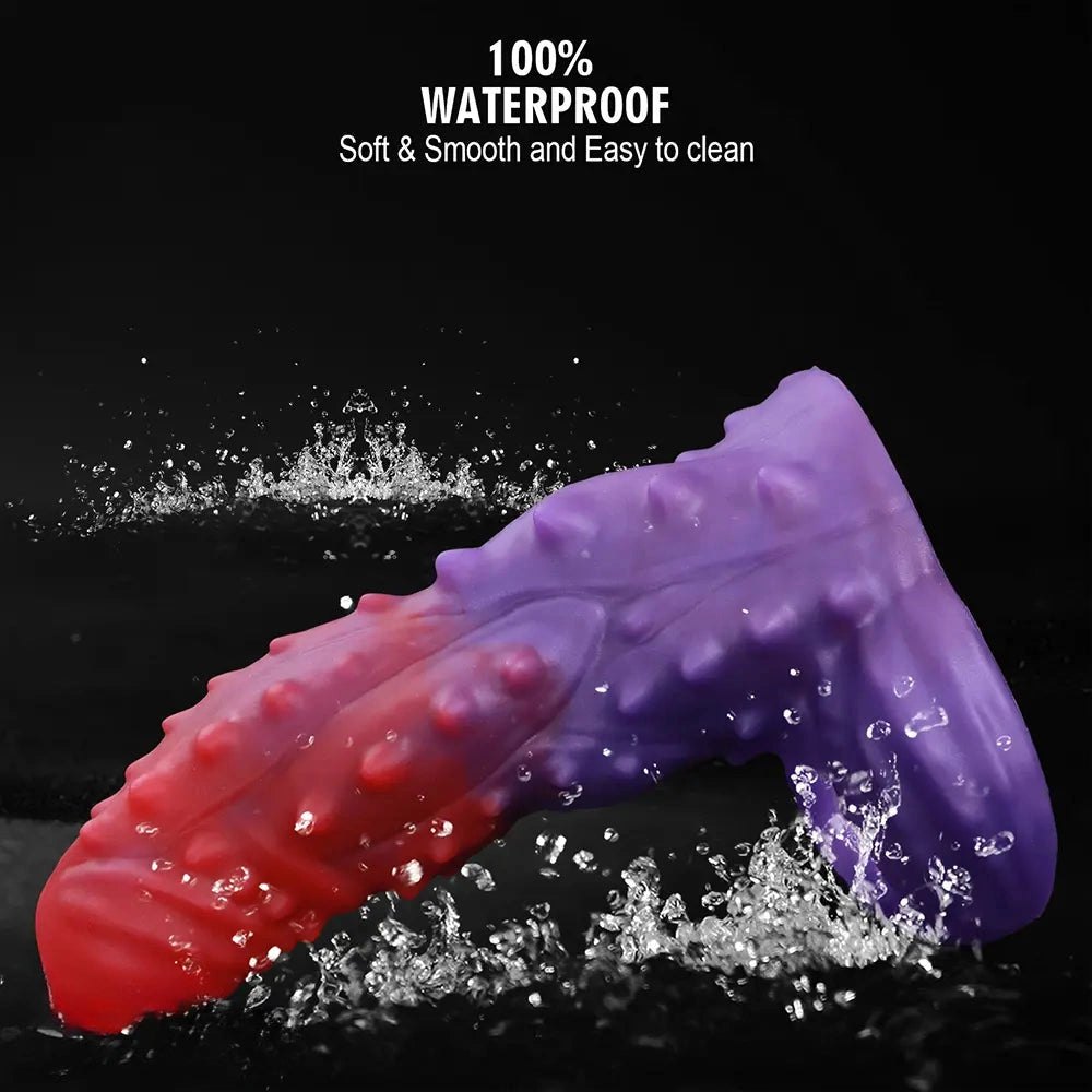 Red and purple spiked silicone fantasy dildo, photo 6