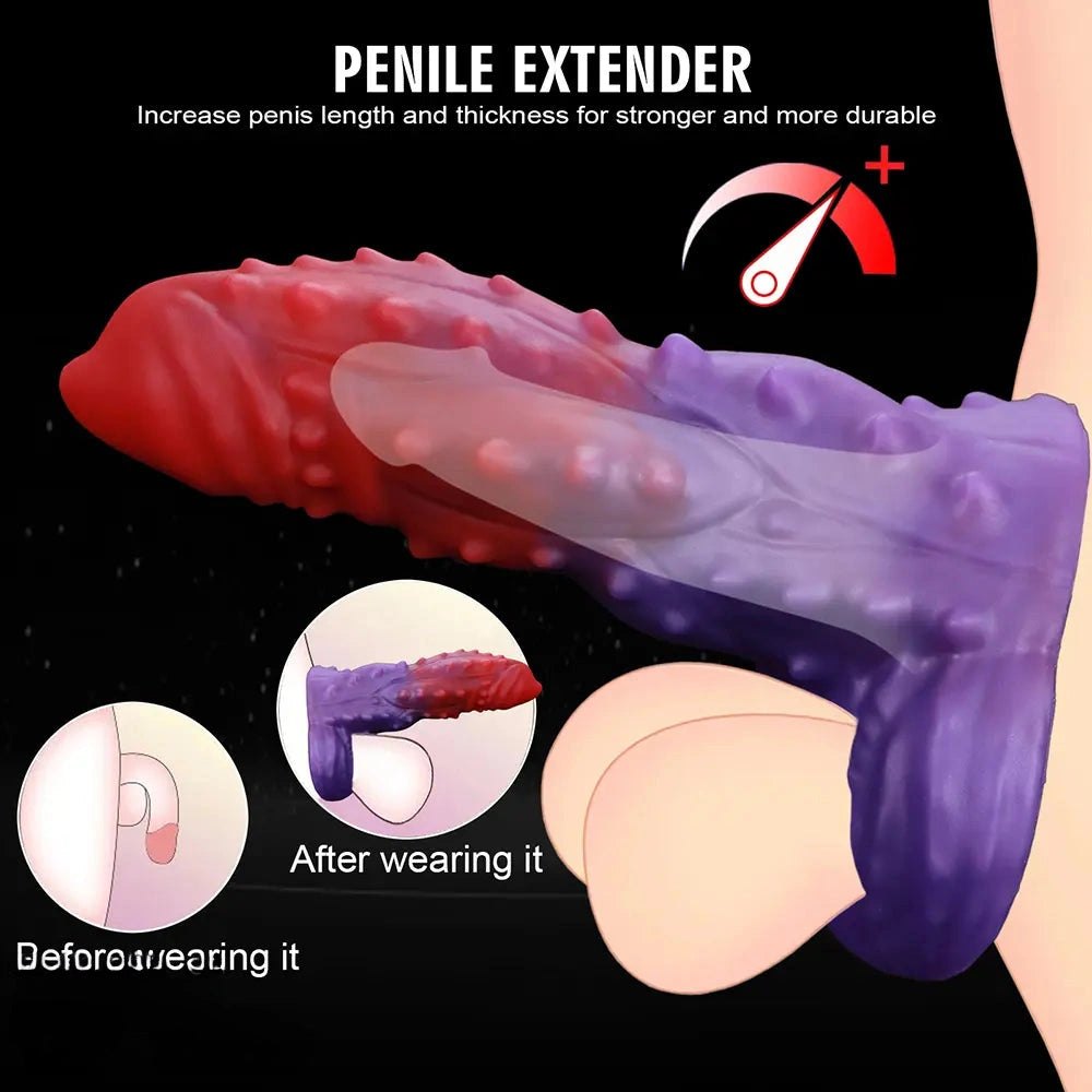 Red and purple spiked silicone fantasy dildo, photo 8