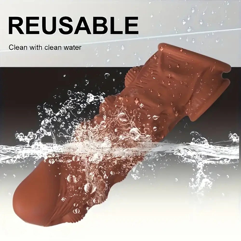 Brown textured silicone penis sleeve, photo 3