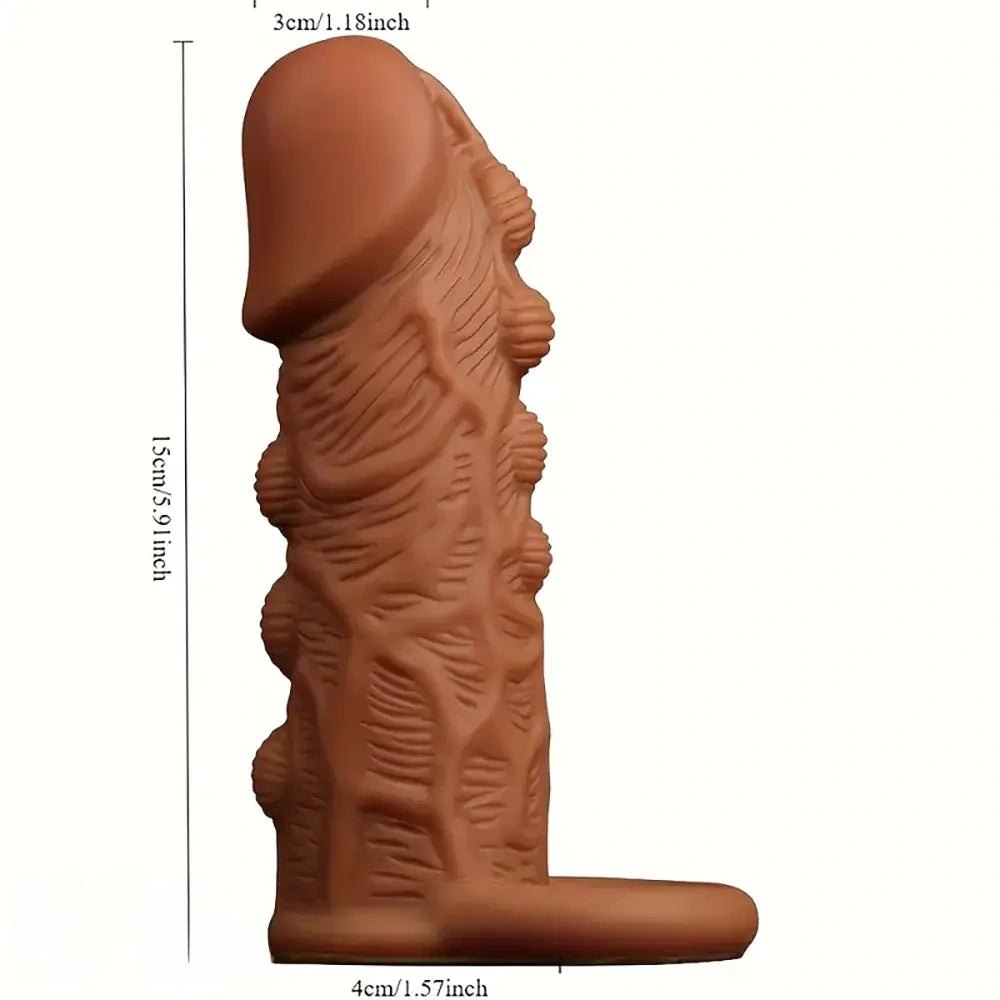 Brown textured silicone penis sleeve, photo 5