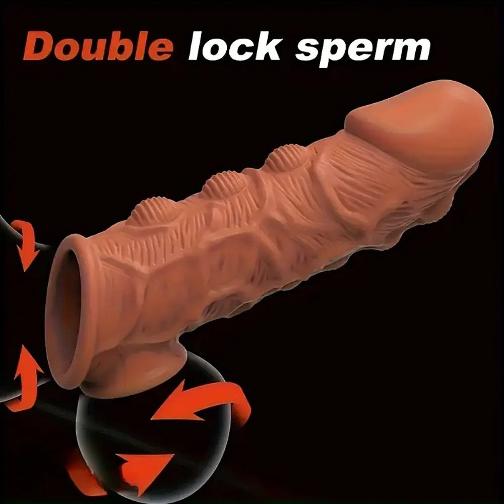 Brown textured silicone penis sleeve, photo 7