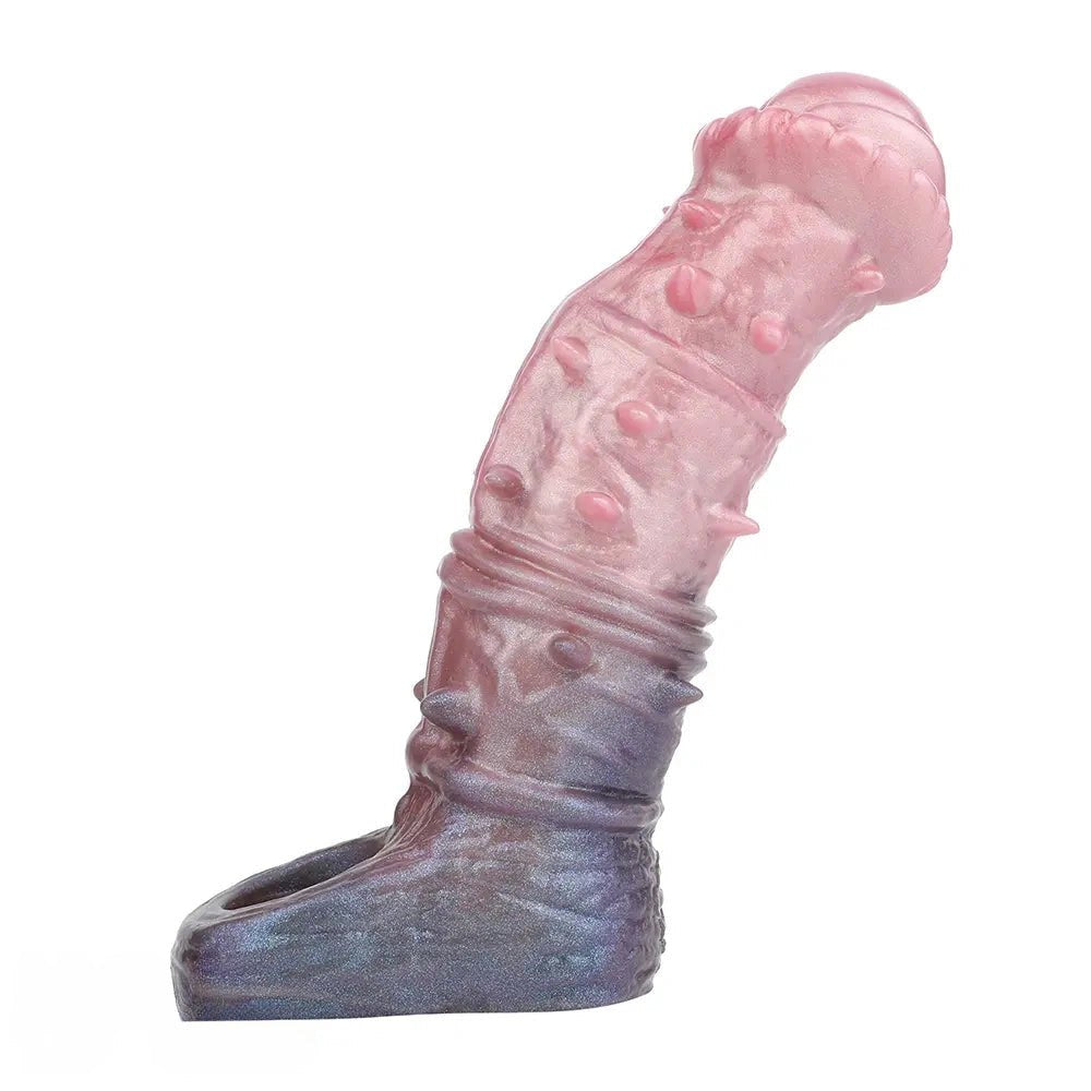 Pink purple spiked textured fantasy dildo, photo 10