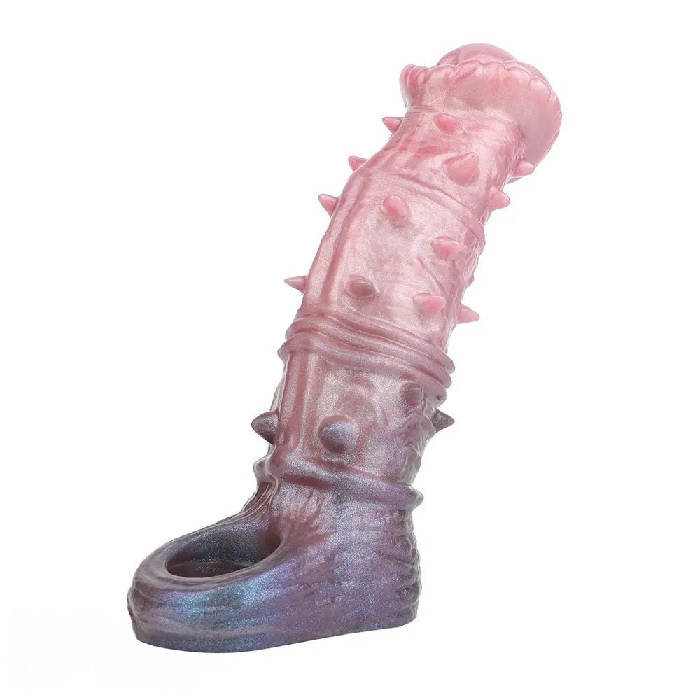 Pink purple spiked textured fantasy dildo, photo 11