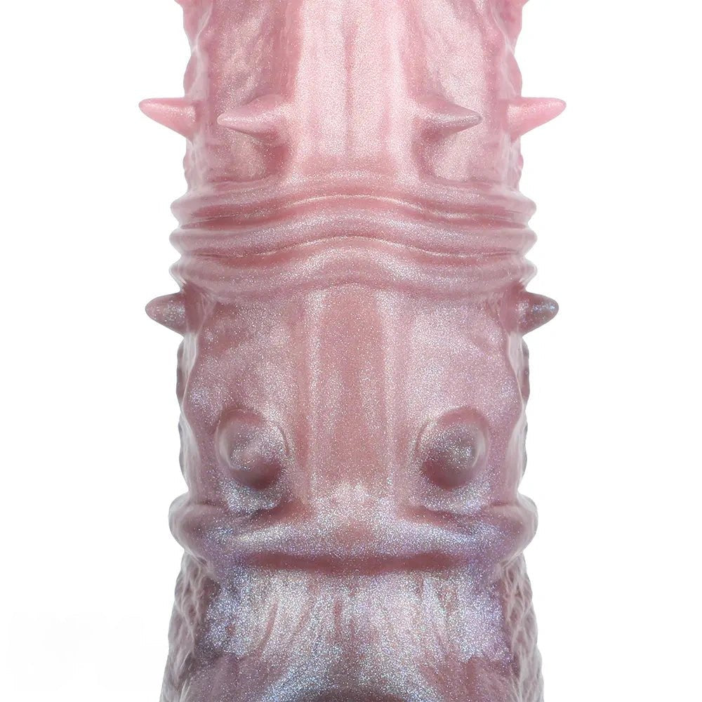 Pink purple spiked textured fantasy dildo, photo 13
