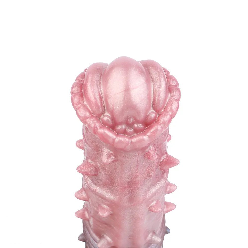Pink purple spiked textured fantasy dildo, photo 14