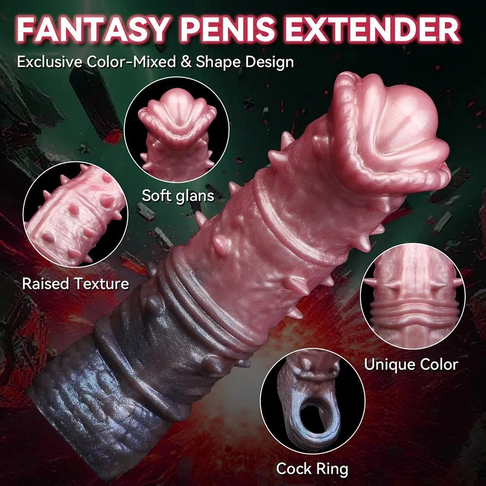 Pink purple spiked textured fantasy dildo, photo 4