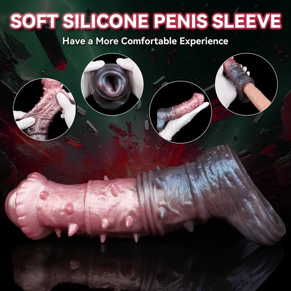 Pink purple spiked textured fantasy dildo, photo 7