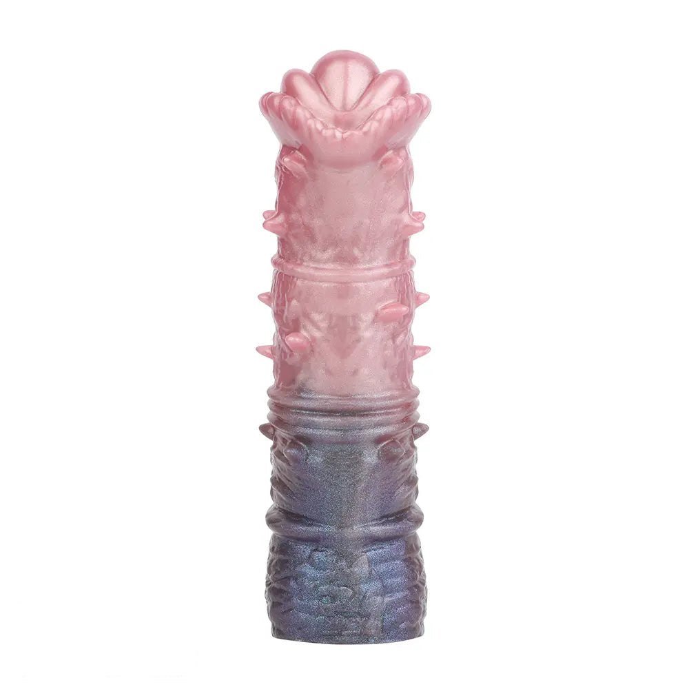 Pink purple spiked textured fantasy dildo, photo 9