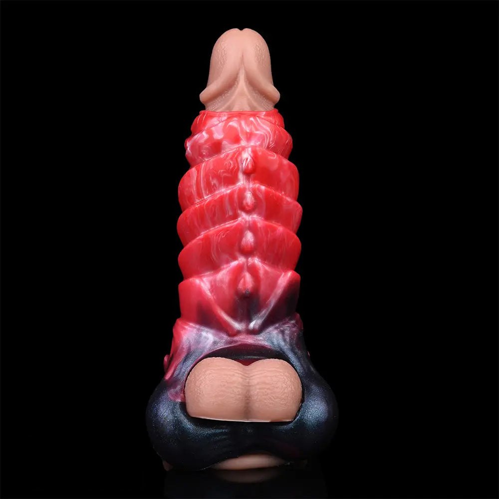 Red spiked ridge fantasy dildo, photo 12