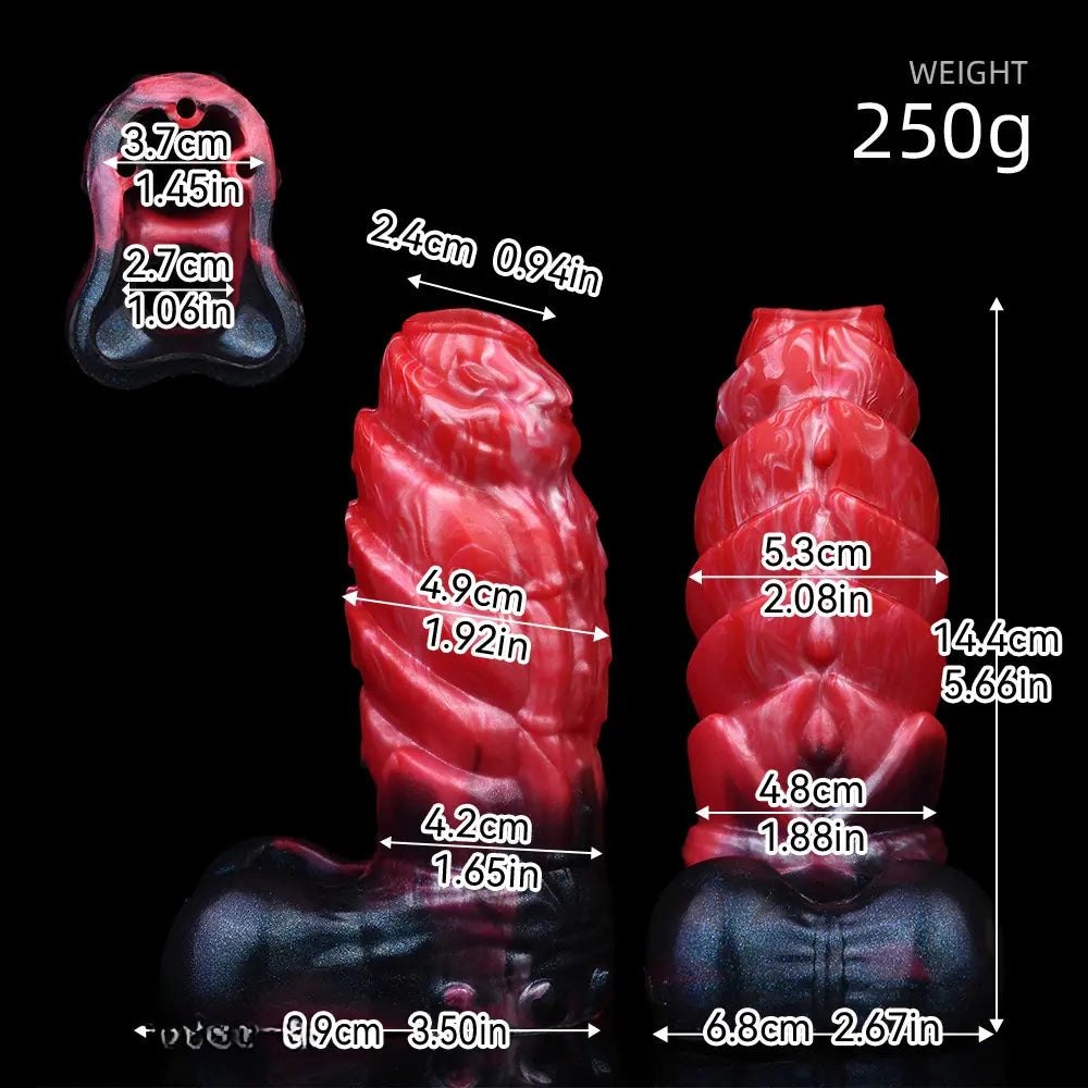 Red spiked ridge fantasy dildo, photo 6
