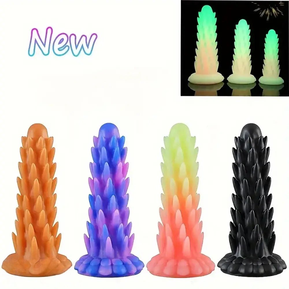 Multi color spiked ridged fantasy dildo, photo 11