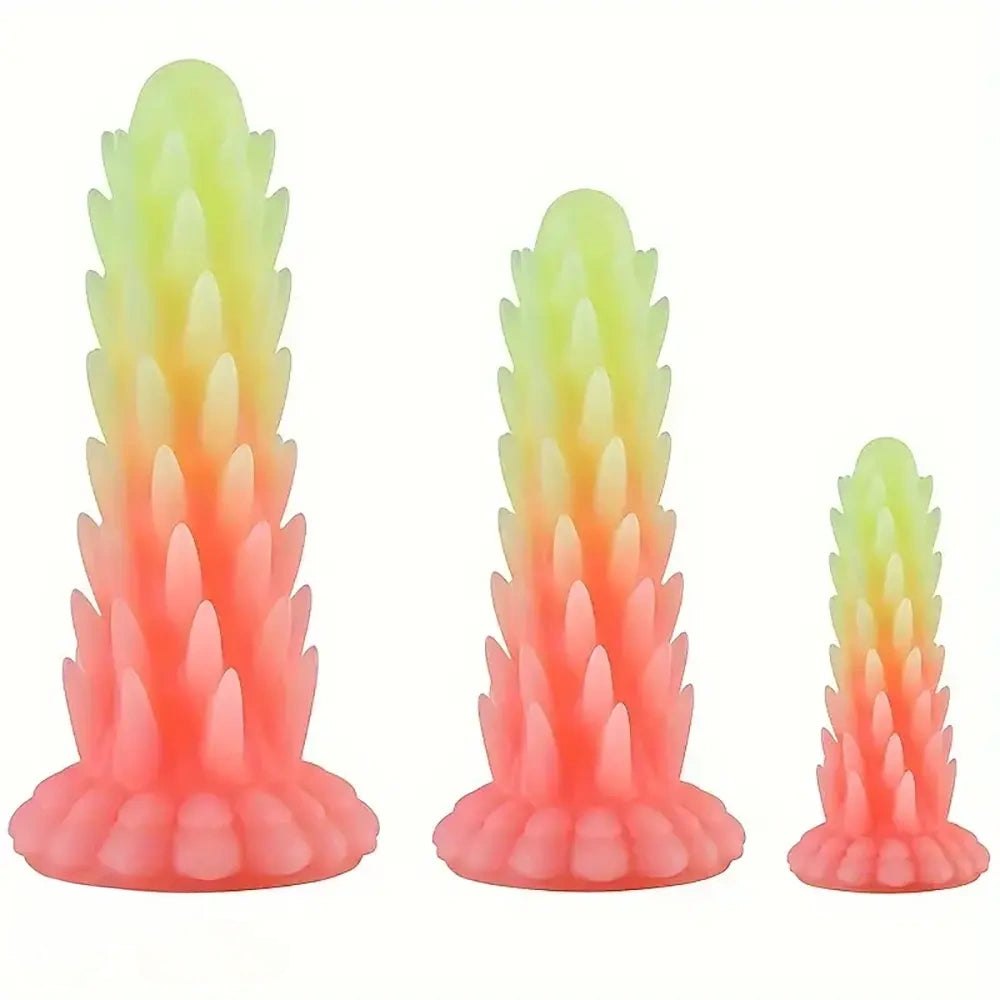 Multi color spiked ridged fantasy dildo, photo 14