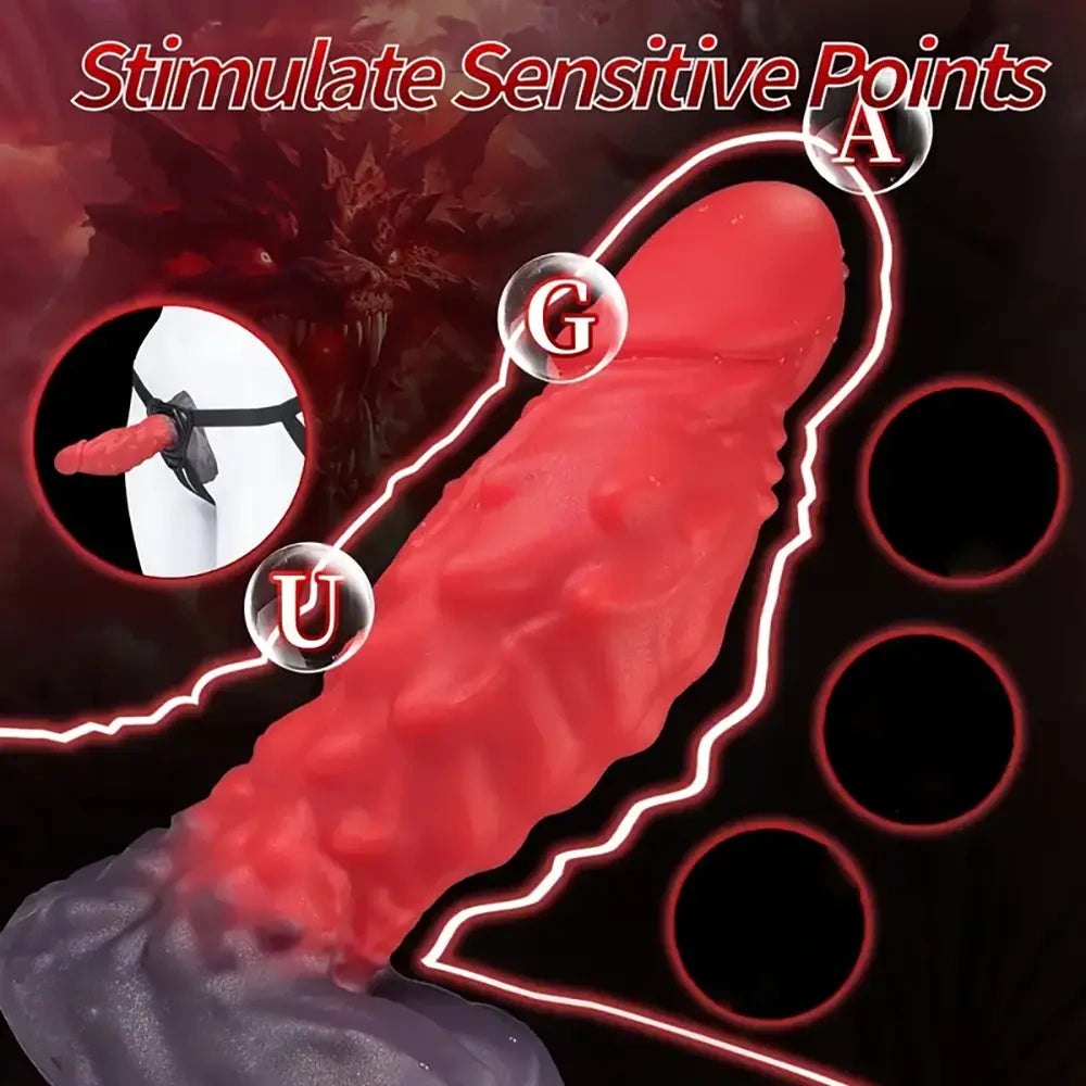 Red spiked scale dragon silicone dildo, photo 5