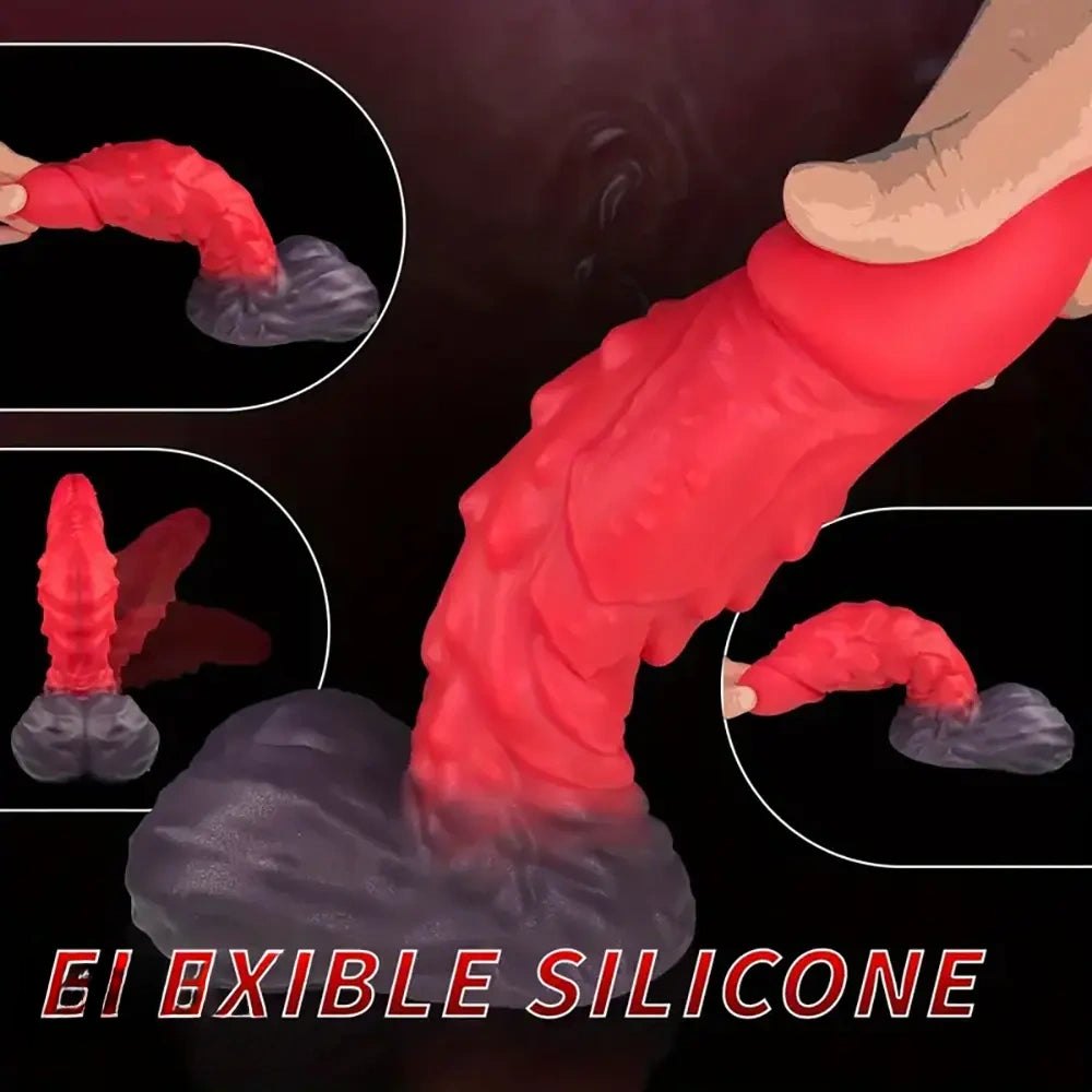 Red spiked scale dragon silicone dildo, photo 7