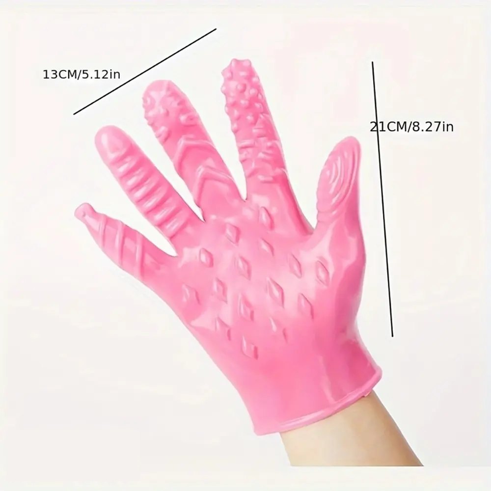 Pink spiked silicone massage glove