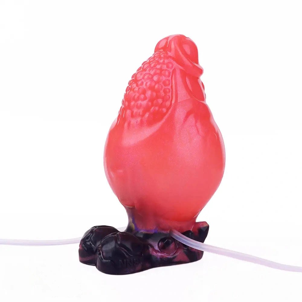 Red spiked silicone dildo with syringe accessory, photo 5