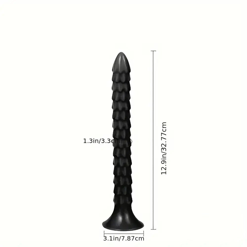 Black spiked texture slim anal dildo