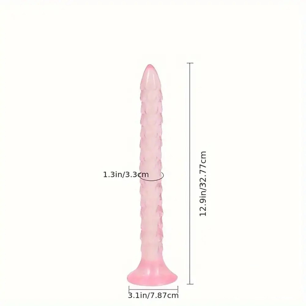 Pink spiked texture slim anal dildo