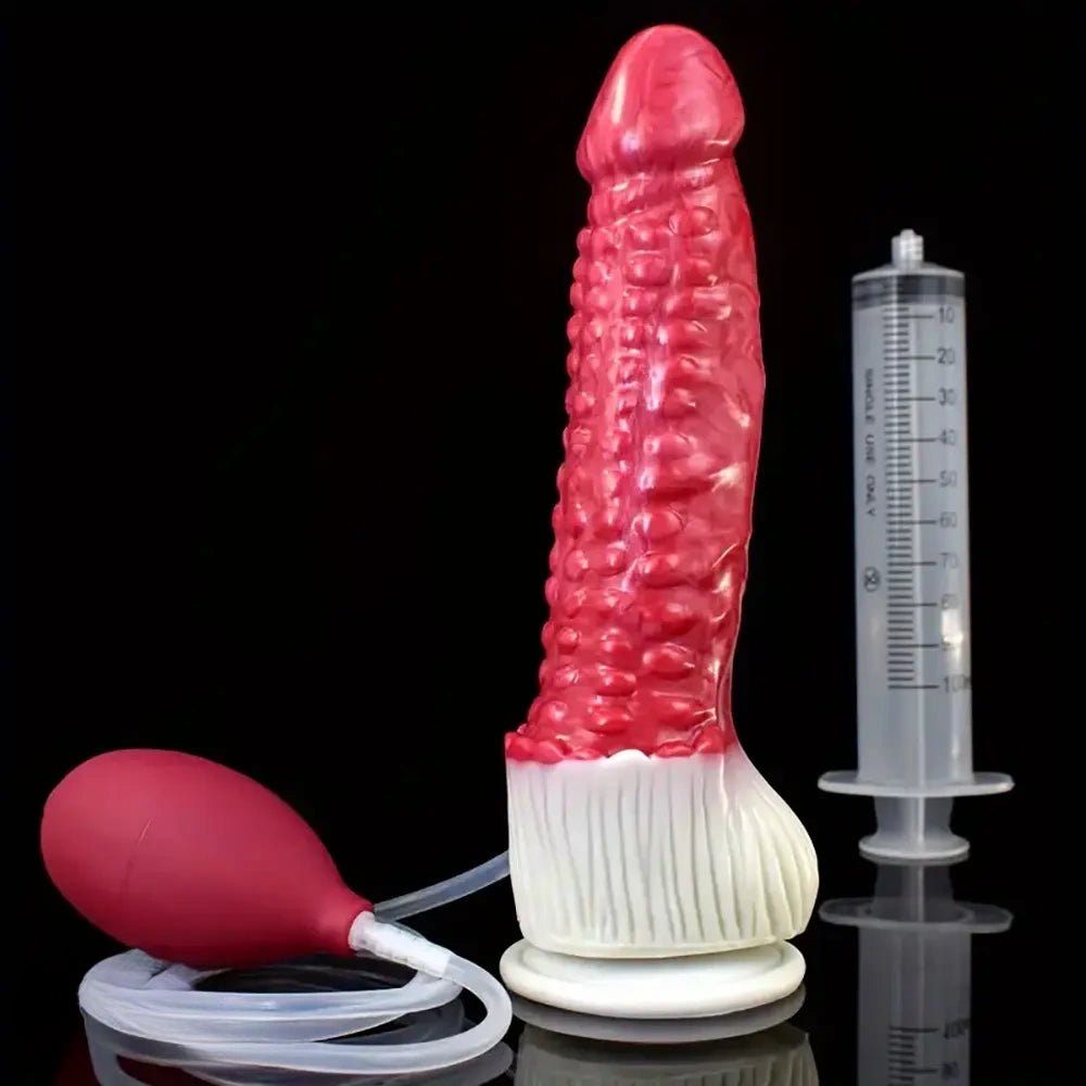 Red spiked squirting dildo, photo 1
