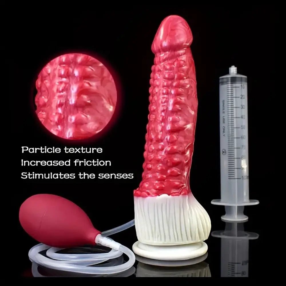 Red spiked squirting dildo, photo 3