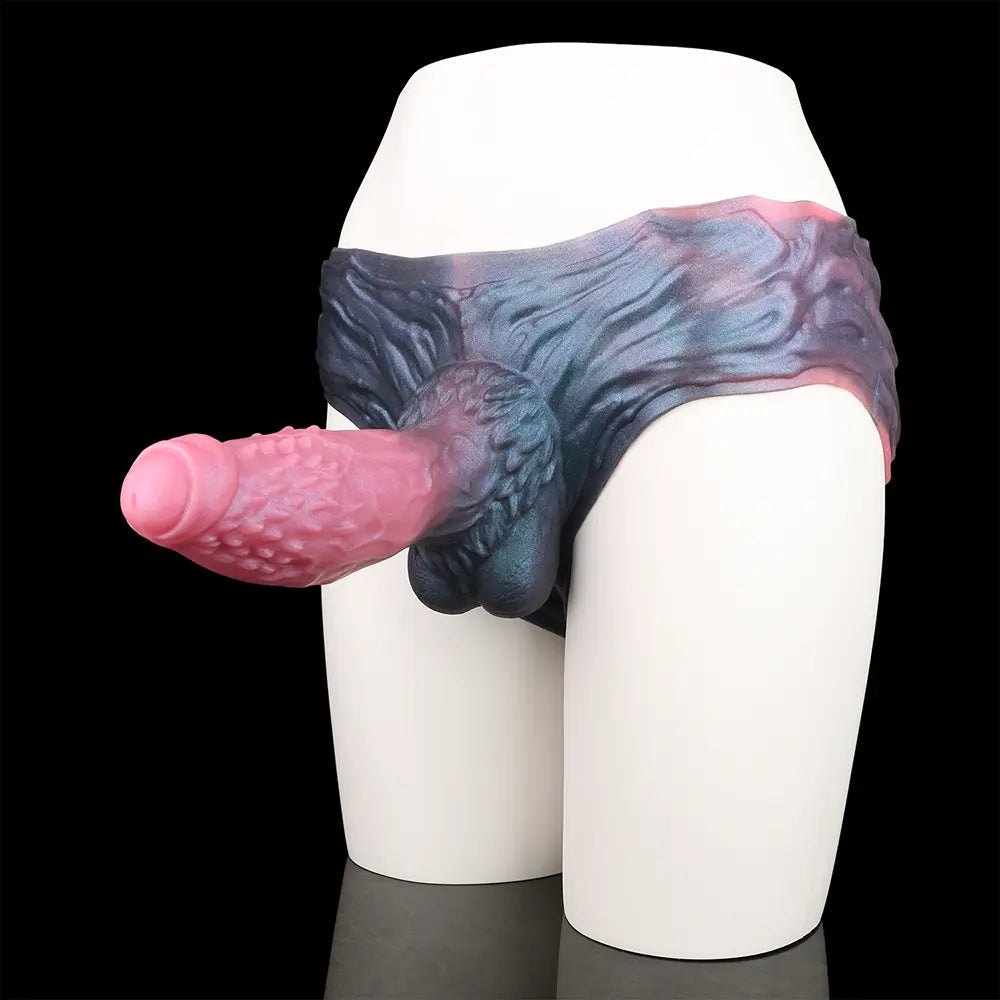 Hollow strap-on silicone dildo with harness pants, photo 1