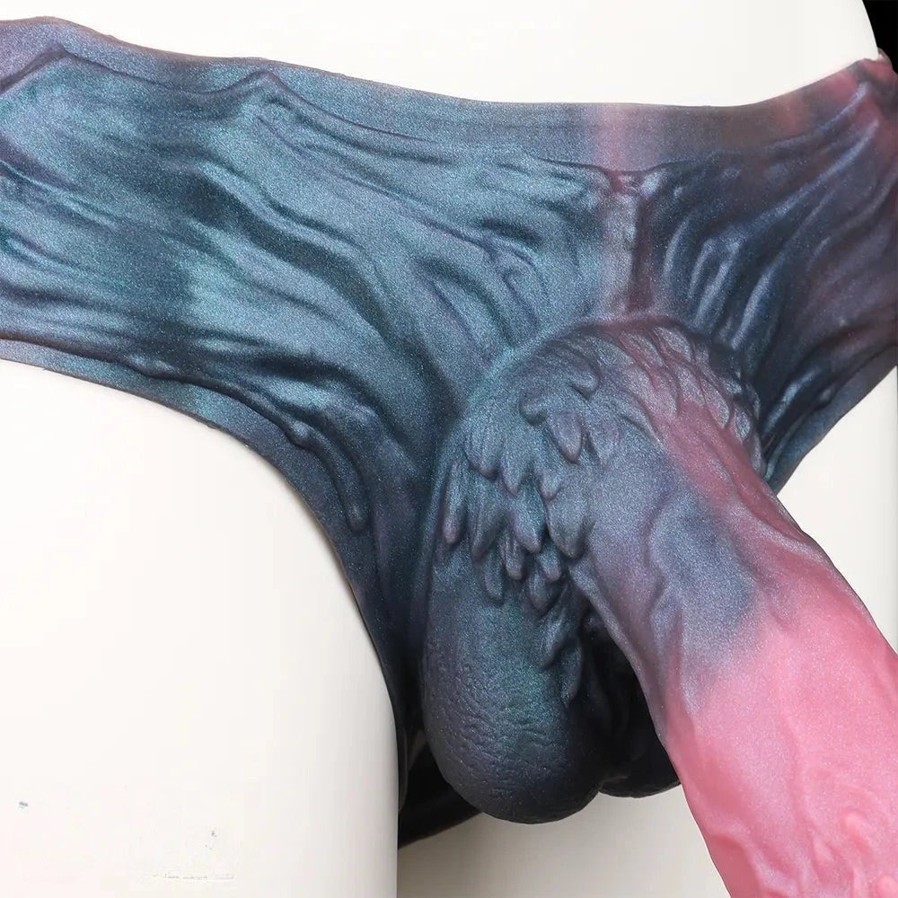Hollow strap-on silicone dildo with harness pants, photo 11