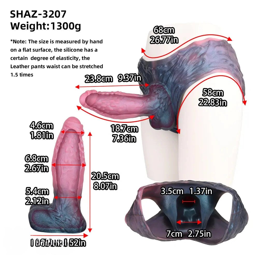 Hollow strap-on silicone dildo with harness pants, photo 5