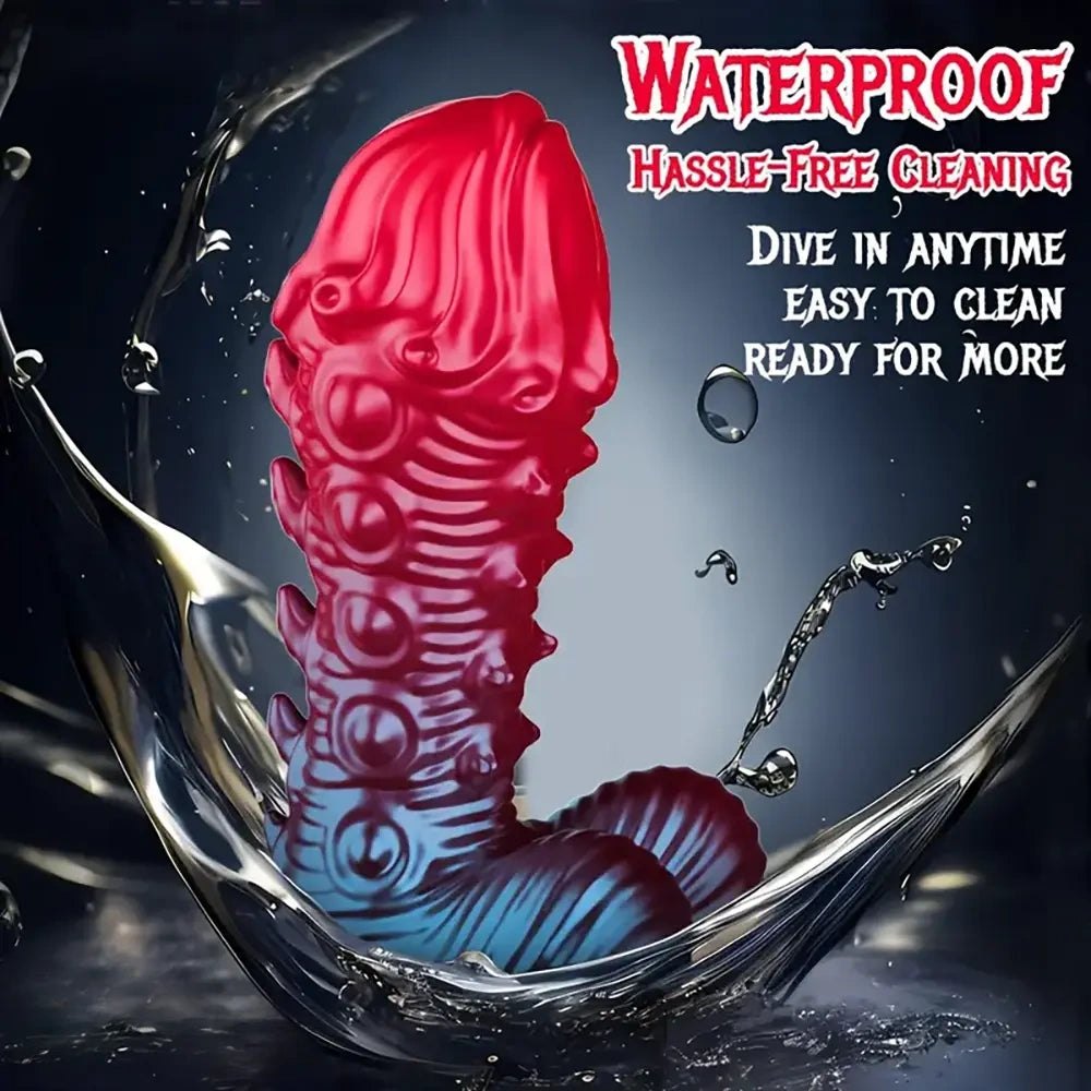 Red spiked tentacle silicone fantasy dildo, photo 1