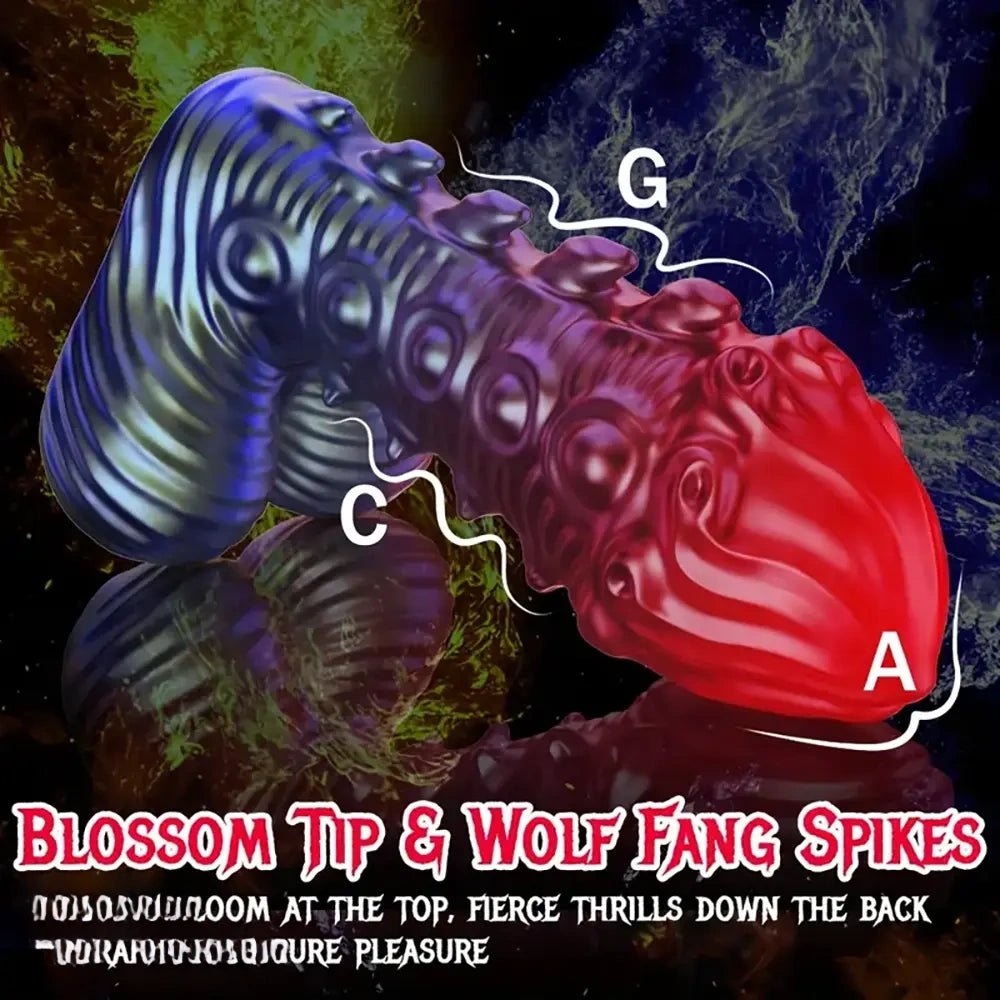 Red spiked tentacle silicone fantasy dildo, photo 10