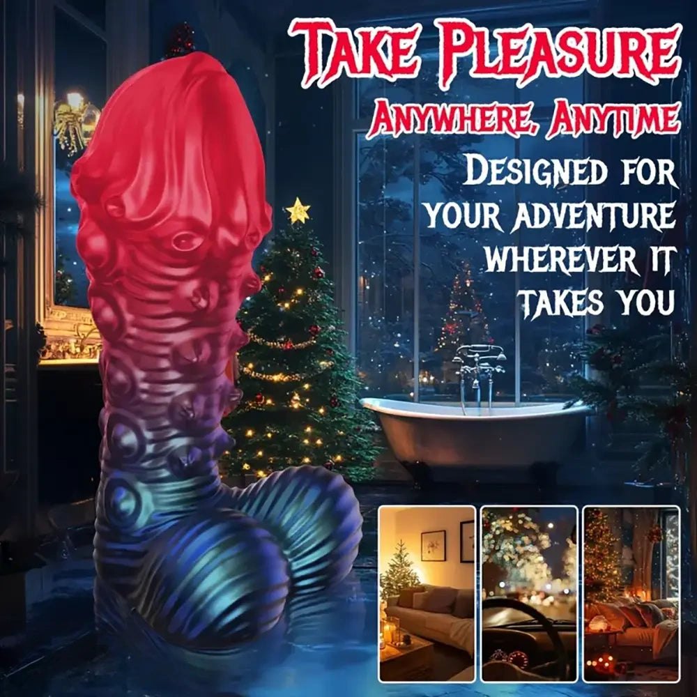 Red spiked tentacle silicone fantasy dildo, photo 12