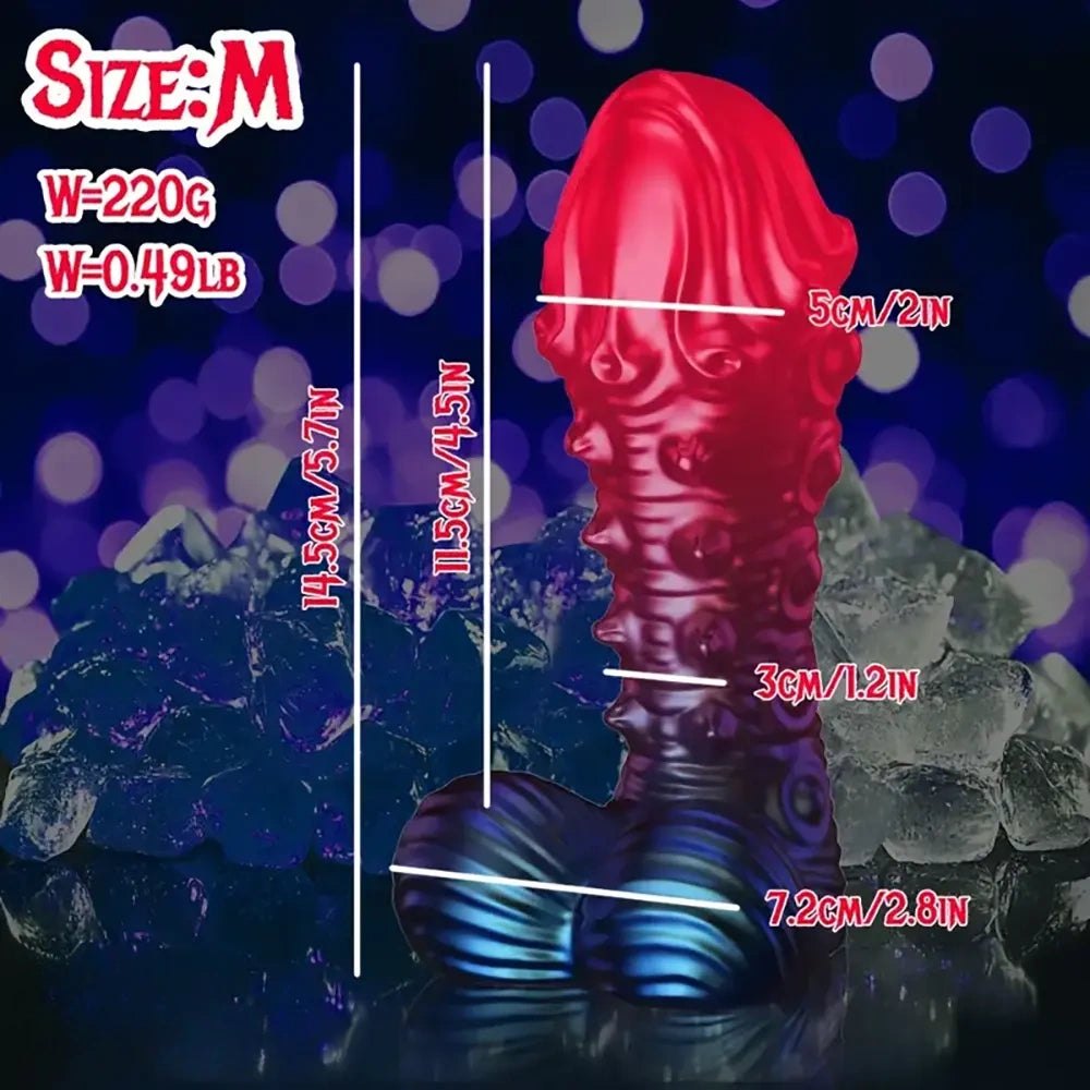 Red spiked tentacle silicone fantasy dildo, photo 3