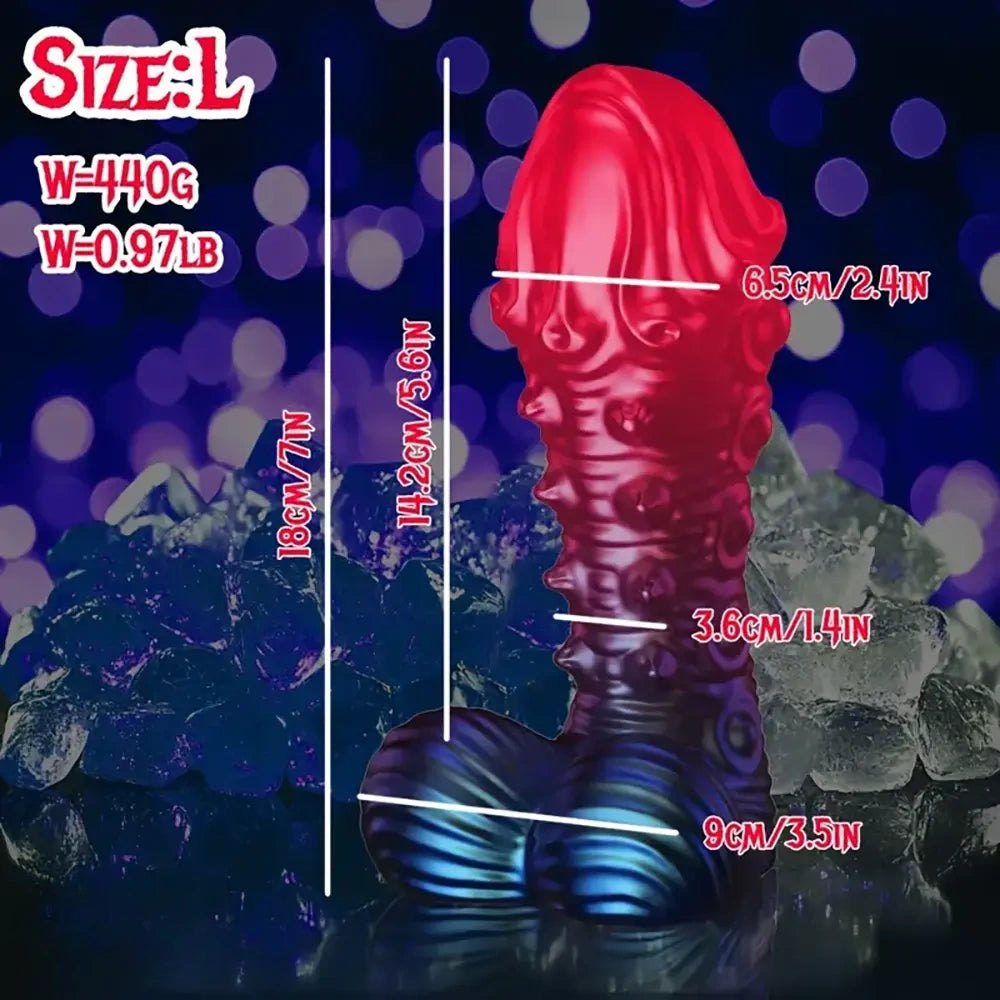 Red spiked tentacle silicone fantasy dildo, photo 4