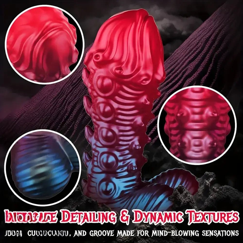 Red spiked tentacle silicone fantasy dildo, photo 5