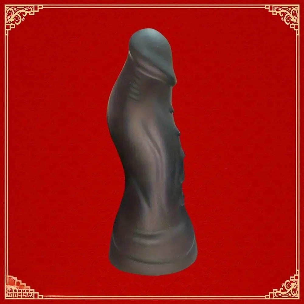 Coffee silicone realistic dildo with textured shaft, photo 1