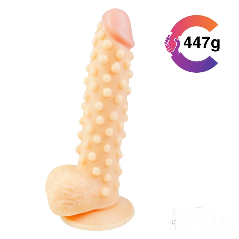 Flesh textured spiked pvc dildo