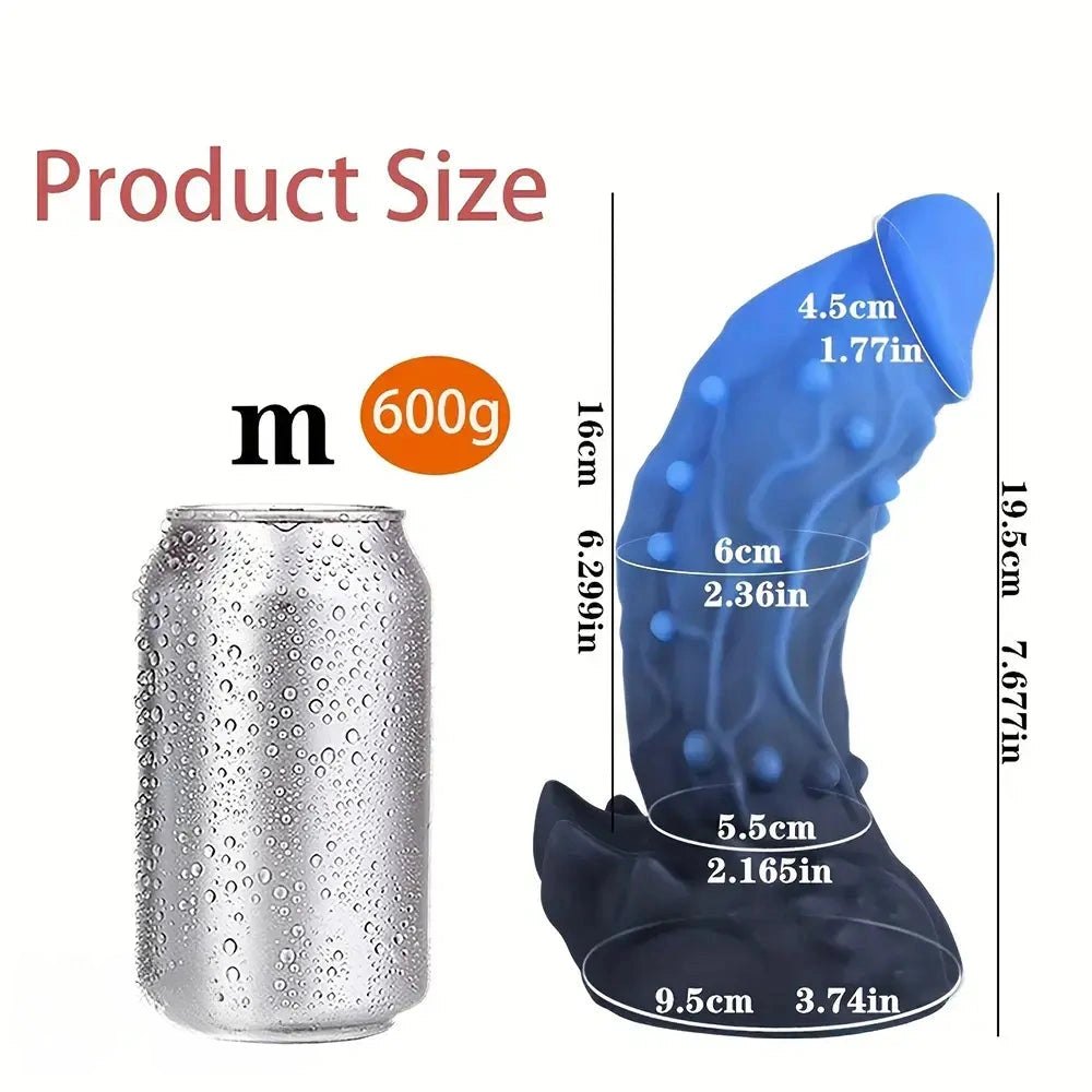 Blue spiked thick silicone dildo