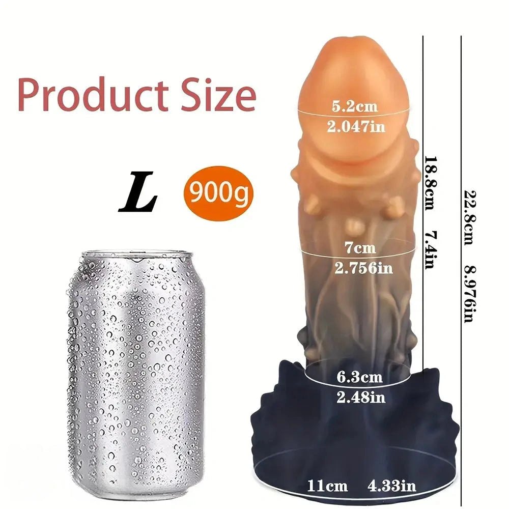 Orange spiked thick silicone dildo