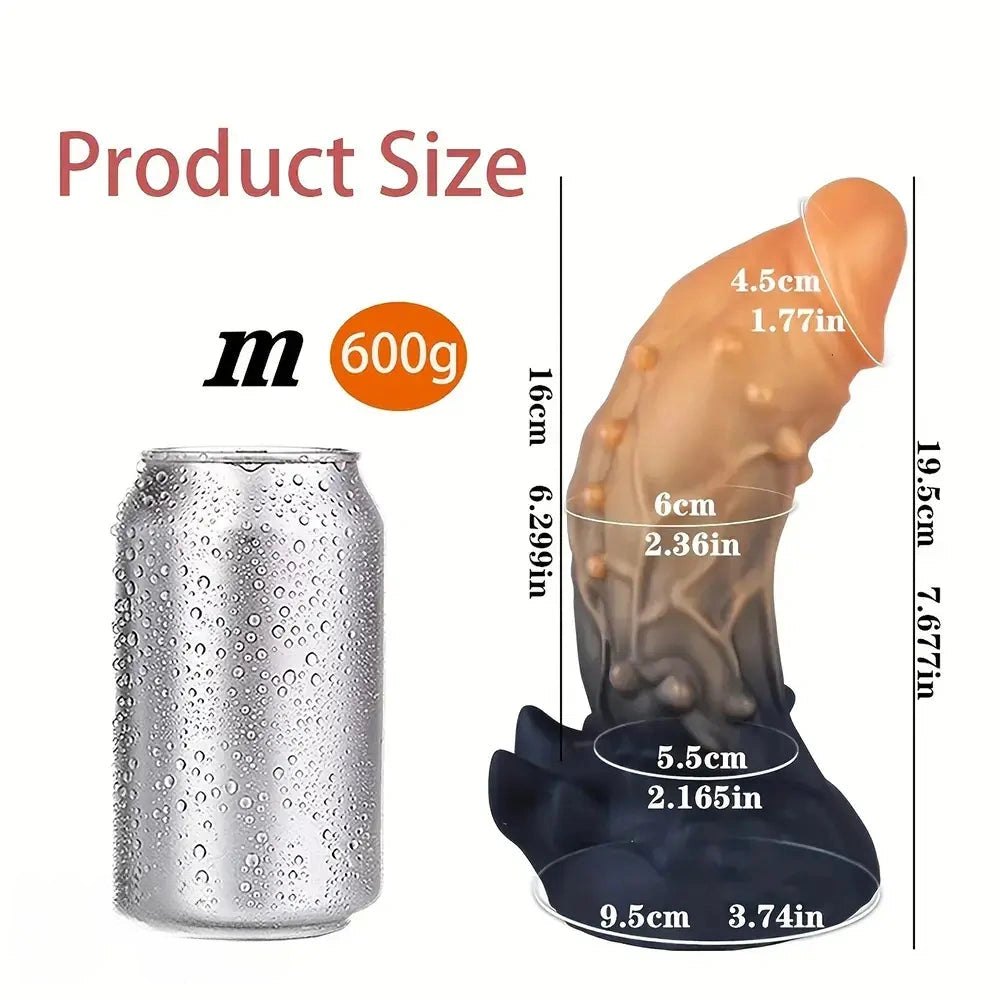 Orange spiked thick silicone dildo