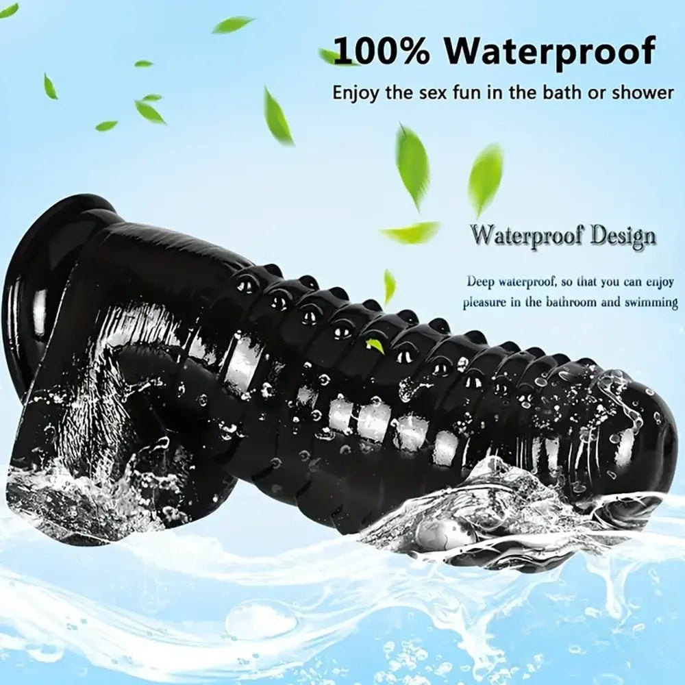 Black spiked uncut realistic pvc dildo, photo 3